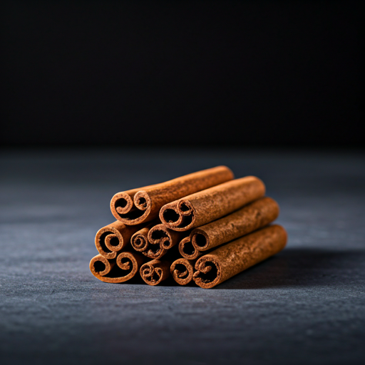 Cinnamon sticks stacked neatly